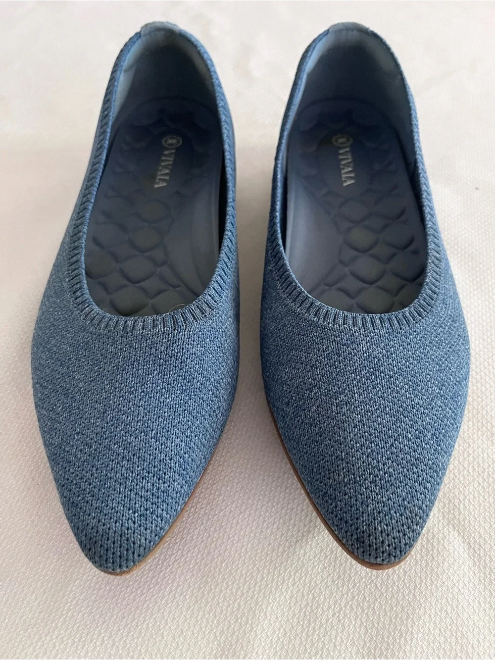 Vivaia Denim Blue Knit Pointed-Toe Flats size 39 1/2 or 8 1/2